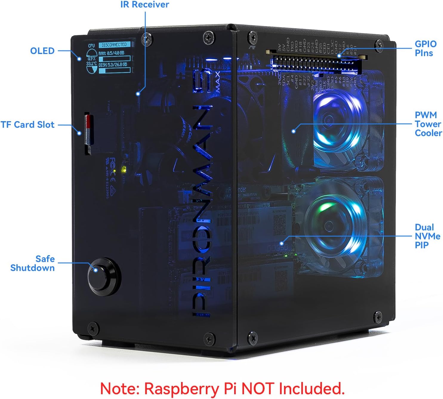 Pironman 5-MAX Dual NVMe M.2 S - đánh giá và giá Raspberry Pi Ai Kit Hailo-8L